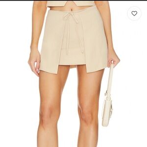 Lovers + Friends Beige Tie-Front Skirt - Revolve